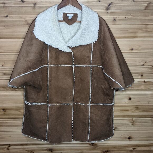 Chico's Jacket Women's S/M Tan Faux Suede Sherpa Logan Jacket 0/1 - Picture 1 of 12